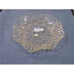 FRUIT DESIGN PRESSED GLASS FLUTED SERVING DISH