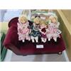 Image 1 : 3EA. LITTLE CAMPANION 10" PORCELAIN DOLLS W/VELVET FAINTING COUCH