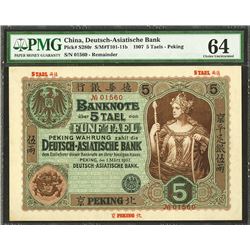 Deutsch-Asiatische Bank, 1907 "Peking" Branch High Grade Rarity.