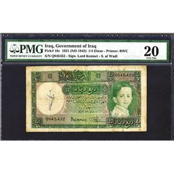 Government of Iraq, Law #44 of 1931 (ND 1942 Issue) Banknote.