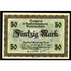 Handelskammer des Memelgebiets, Chamber of Commerce, Territory of Memel, 1922 Issue Banknote.