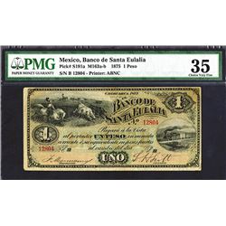 Banco De Santa Eulalia, 1875 Issue Banknote.