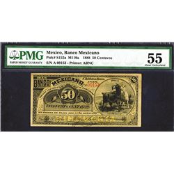 Banco Mexicano, 1888 Issue Banknote.