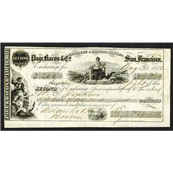 Page, Bacon & Co. 1852 Gold Rush Era Bill of Exchange.