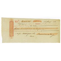 Exchange Check from Prime, Ward & King, 1843