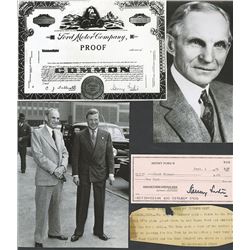 Henry Ford II Autographed Check dated 1976 with Press Photos.