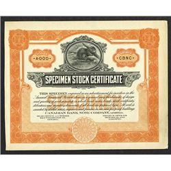 Canadian BNC Specimen stock Certificate, ca. 1910-30.