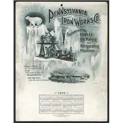 T.A. Bradley Calendar. Pennsylvania Iron Works Co. 1896.