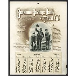 T.A. Bradley Calendar. Scranton Savings Bank & Trust Co. 1893 full year pad.