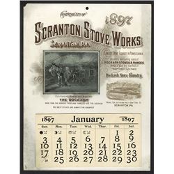 T.A. Bradley Calendar. Scranton Stove Works. 1897 full year pad.