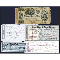 New Orleans and Louisiana Lot of Checks, Obsolete Banknotes and Exchanges ca.1837-1894