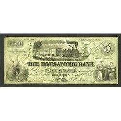 Housatonic Bank, 1857 Obsolete Banknote.