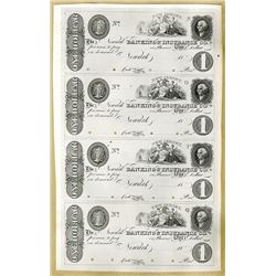 Newark Banking & Insurance Co. Uncut Proof Sheet $1-$1-$1-$1.