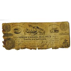 Newark Whaling, Sealing & Manufacturing Co. 1837 Scrip Note with Whaling Vignette.