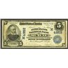 Image 1 : Merchants National Bank of Muncie. IN. #1852. 5 Dollars, Series of 1902. Second Issue. Blue seal, da