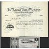 Image 1 : National Bank of Rochester, ca. 1900 to 1930's Stock Certificate and Depression Scrip Pair.