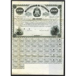 Municipalidad de Valparaiso, 1879 Specimen Bond.