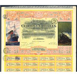 France, 1921, 100 Francs, Issued Bond with coupons attached, #054688, Black print with yellow and re