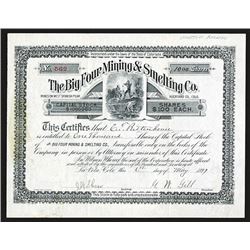 Big Four Mining & Smelting Co., 1897 Stock Certificate.