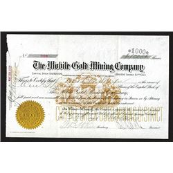 Mobile Gold Mining Co., Cripple Creek Mining District, 1899 Stock Certificate.