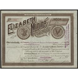 Elizabeth Mining Co. Issued Stock.