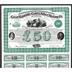 Great Republic Gold & Silver Mining Co. of Virginia, 1867 Issued Bond.