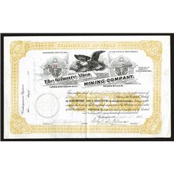 Gilmore Mica Mining Co. 1883 Stock Certificate.