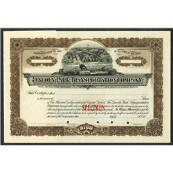 Lincoln Park Transportation Co., ca.1900 Specimen Stock Certificate.