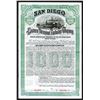 Image 1 : San Diego and Eastern Terminal Railway  Co., 1889, 1st Mortgage Sinking Fund 6% Gold Bond