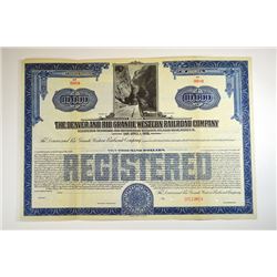 Denver and Rio Grande Western Railroad Co., 1928 Specimen Bond.