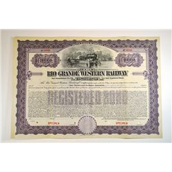 Rio Grande Western Railway Co., ND (ca.1900) Specimen Bond.