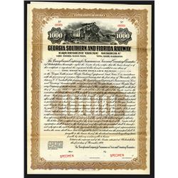 Georgia Southern and Florida Railway, 1924, $1000 Specimen Bond.