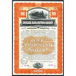 Chicago, Burlington & Quincy Railroad Co., 1899 Specimen Bond.