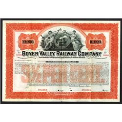 Boyer Valley Railway Co., 1898 Specimen Bond.