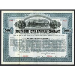 Southern Iowa Railway Co. 1900 Specimen Registered Bond.