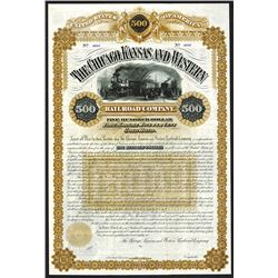 Chicago, Kansas and Western Railroad Co., 1886 Specimen Bond Rarity.