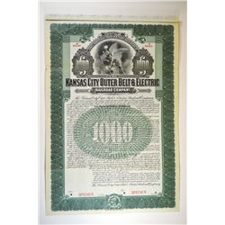 Kansas City Outer Belt & Electric Railroad Co. 1903 Specimen Bond.