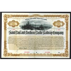 Saint Paul and Northern Pacific Railway Co. 1883 (1900) Specimen 6%, 40 Year Registered Gold Bond.