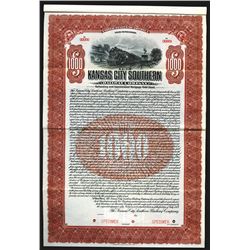 Kansas City Southern Railway Co., 1909 Specimen Bond.