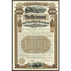 Richmond and West Point Terminal Railway and Warehouse Co., 1889, $1000 Specimen Bond.