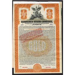 Cespedes Sugar Co. 1924 Specimen Bond.