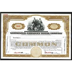 Vertientes-Camaguey Sugar Co., 1937 Specimen Stock Certificate.