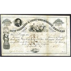 New Orleans & Ohio Telegraph CO., 1858, Issued Stock.