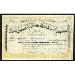 Standard Acoustic Telephone Co., 1886 Stock Certificate.