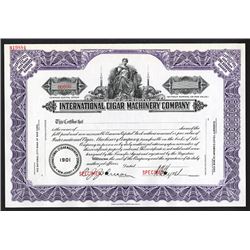 International Cigar Machinery Co., ca.1910-30 Specimen Stock Certificate.