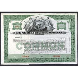 De Nobili Cigar Co., ca.1910-20's Specimen Stock Certificate.