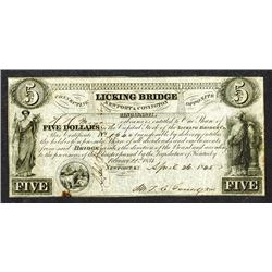 Licking Bridge, 1845 Stock Certificate.