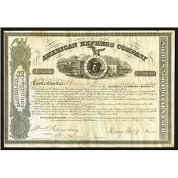 American Express Company, 1863 Stock Certificate With Wells, Fargo & Holland Signatures.