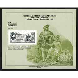 Souvenir Card. Florida United Numismatists. 1992.