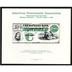 Souvenir Card. American Numismatic Association. Summer 1993.